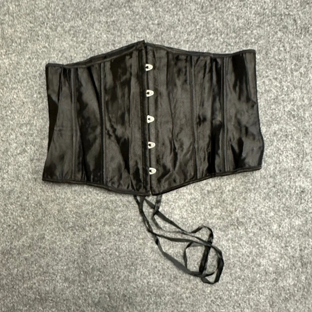 Unbranded Corset Belt Womens Size XXXL Black Satin Lace Up Goth Waist Cincher